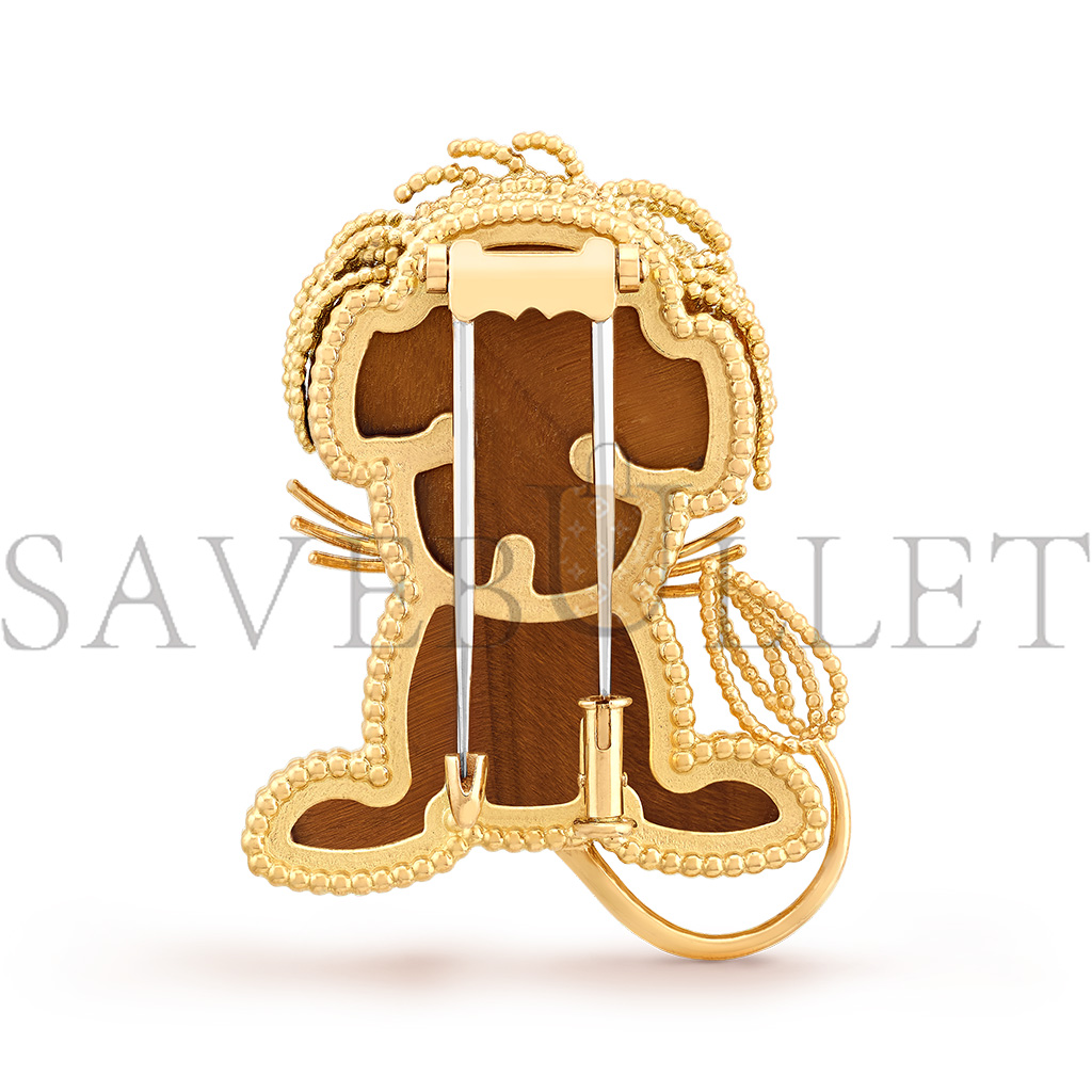 V*n Cl**f arpels lucky animals lion clip - yellow gold, onyx, tiger eye vcarp2aq00